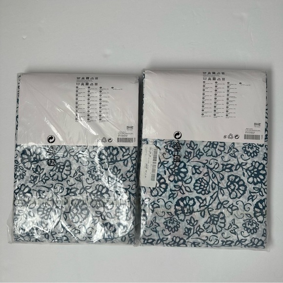 Ikea Mjölkört Mjolkort Curtains 4 Panels 57” x 98” Blue White Floral NWT - Picture 3 of 6